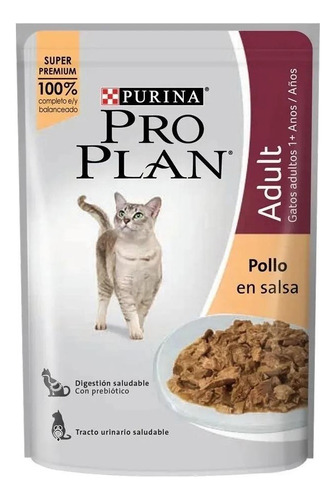 Alimento Pro Plan Optiprebio. Adult para gato adulto de raça média sabor frango em saco de 85g