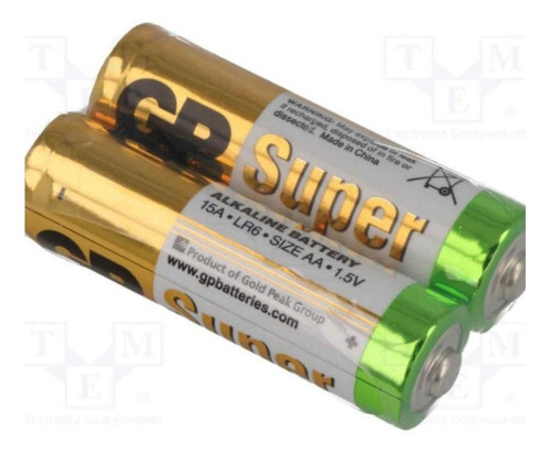 Pilas Bateria Alcalina Gp Super Aa Empaque De 2 Unidades