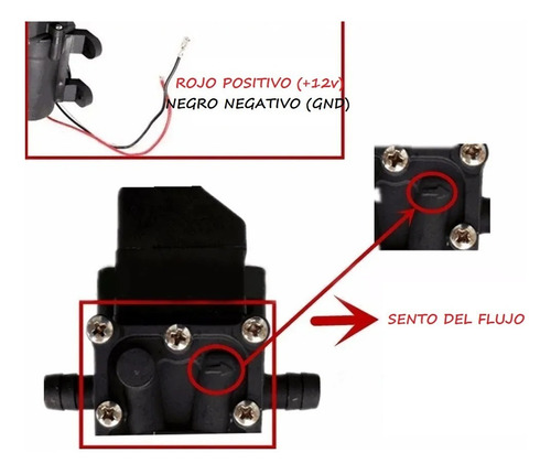 Imagen 4 de 4 de Bomba Diafragma 72w 12v Motor 6l/mi Presión De Salida 130psi