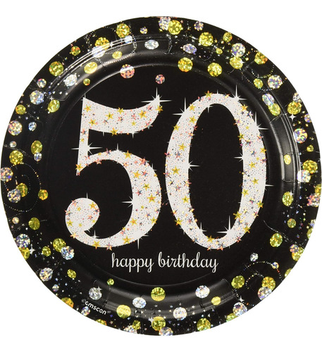 8 Count 50th Sparkling Celebration Platos De Postre, 7 ...