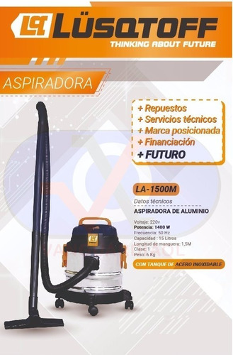 Aspiradora 15l Inox La1500mm Polvo Liquido Lusqtoff + Envio