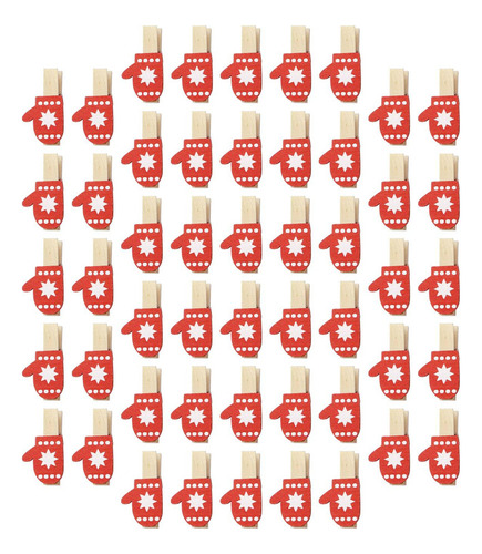 50 Uds. Clips De Madera Navideños Clips Navideños Guantes
