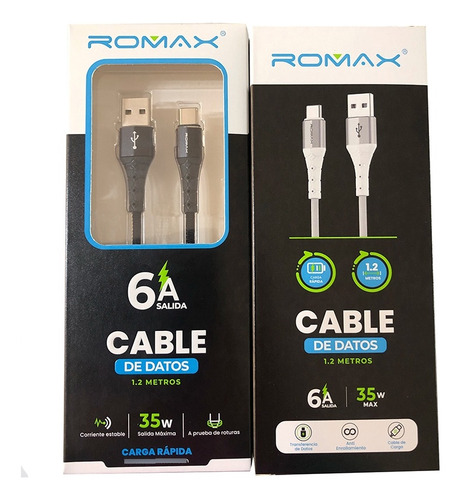 Cable De Datos Usb A Tipo C - Carga Rápida 6a - Negro