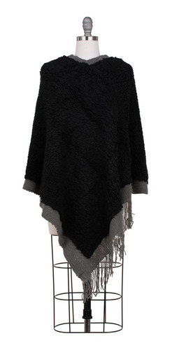 Imagen 5 de 10 de Poncho Capa Chal Forro Borrega, Tejido Suave, Trama Liso.