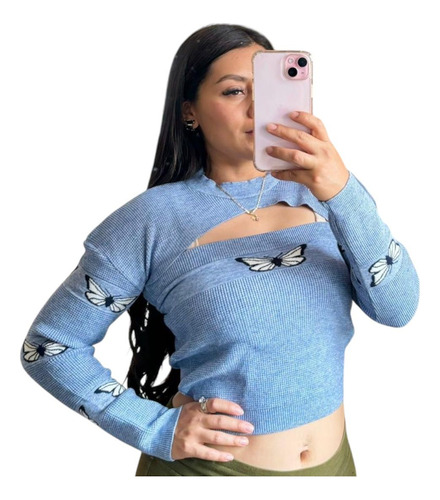 Sueter Crop Top Tejido Para Uso Casual (Usado)