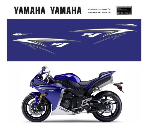 Kit Adesivos Moto Para Yamaha R1 2010 Azul 17477