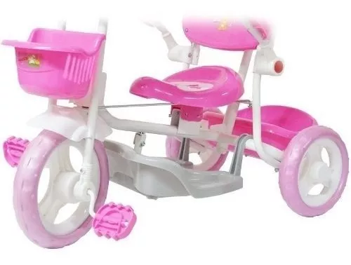 Triciclo Infantil com Capota Haste Empurrador com Pedal Motoca 2