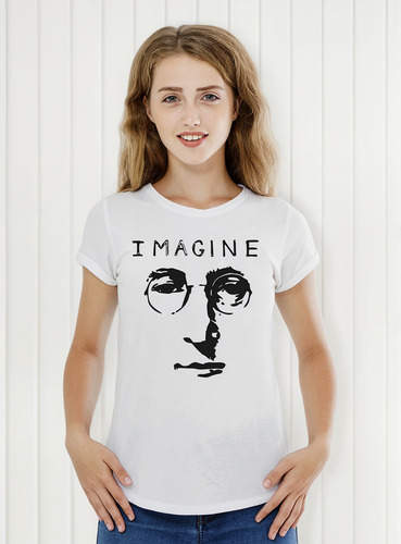 Polera Mujer John Lennon Imagine Stencil B Rock Abominatron