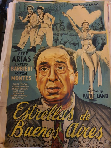 1 Antiguo Afiche De Cine -esrellas De Buenos Aires-625