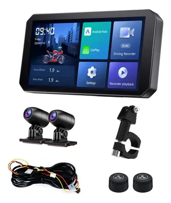 Tela De Motocicleta Ottocast Carplay/android Auto Com Câmera Preto