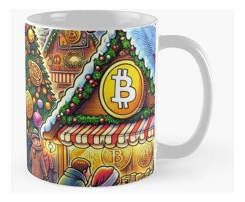 Taza Juerga De Compras Navideñas De Bitcoin Calidad Premium