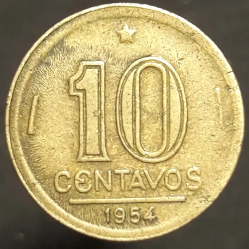 Moneda Brasil 10 Centavos 1954 José Bonifacio (Usado)