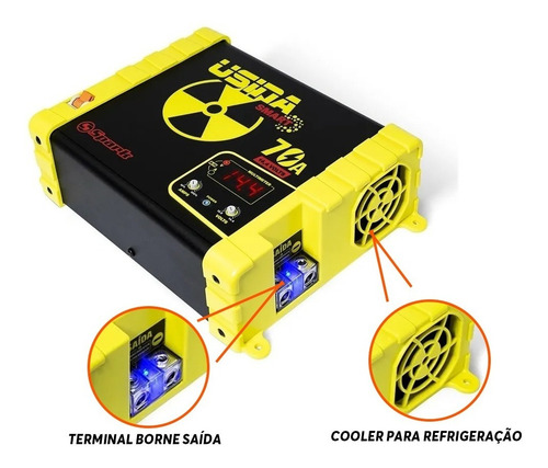 Imagem 4 de 5 de Fonte Automotiva Usina 70a Smart 12v Voltímetro Bivolt