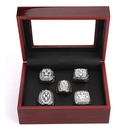 Nfl Dallas Cowboys 5 All-time Campeonato Anillos De Plata