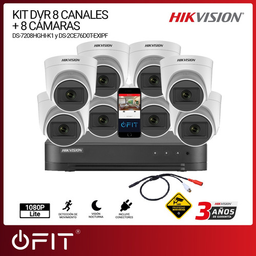 Imagen 2 de 10 de Kit Seguridad Hikvision Dvr 8 Canales + 8 Domos Hd
