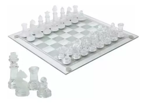 Belíssimo jogo de xadrez todo em vidro, Jogo de Xadrez