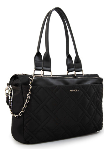 Cartera Dos Asas Porta Notebook Grande Gambia Negro