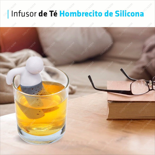 Imagen 5 de 10 de Infusor De Te En Hebra Filtro Colador Hombrecito De Silicona