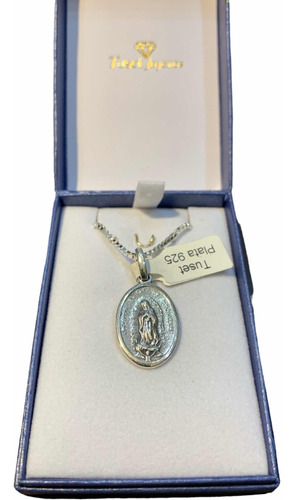 Medalla Virgen Guadalupe Y Cadena Clásica, Plata 925. Tuset.