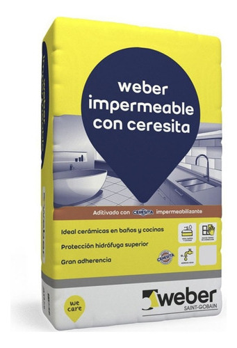 Pegamento Cerámicas Impermeable C/ Ceresita Weber 10 K  Mm