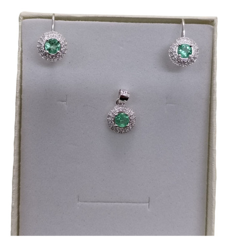 Aretes Y Dije Marquesa Plata Y Esmeralda