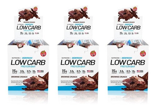 Gentech Low Carb Protein Bar X 10 Un Sin Tacc Pack X 3