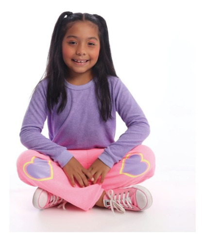 Calça Moletom Flanelado Frio Menina Rosa Lilas Tam 02-08anos