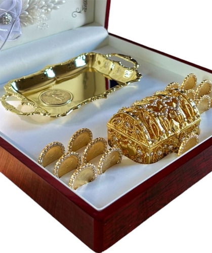 Arras Matrimoniales Boda Madera De Caoba Moneda Con Zirconia