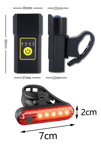 M Linterna De Luz Delantera De Bicicleta Con Con Luz Trasera