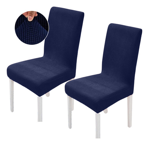 2 Pzas Fundas Elástica Protectora De Silla Comedor Removible Azul
