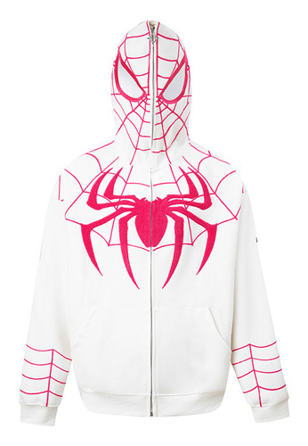 Spiderman Suéter Con Cremallera De Máscara Sudadera Blanco