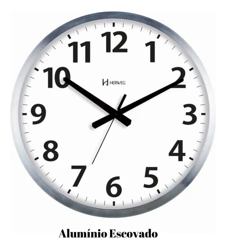 Relógio De Parede 40 CM TIC-TAC Herweg Alumínio Branco 6713-079