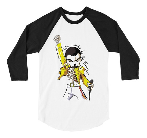 Playera Raglan 3/4 Freddie Mercury Skull Queen