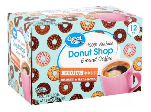 Great Value 12 K-cups Donut Shop Coffe Pods Medium Roast 