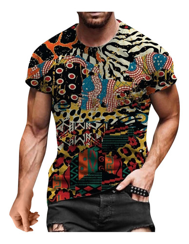 Camiseta De Verano Con Cuello Redondo Y Manga Corta Estampad