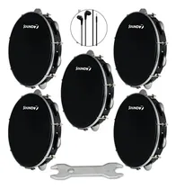 Comprar Kit 5 Pandeiro Profissional Phx Preto 10 Pele Preta Sound7