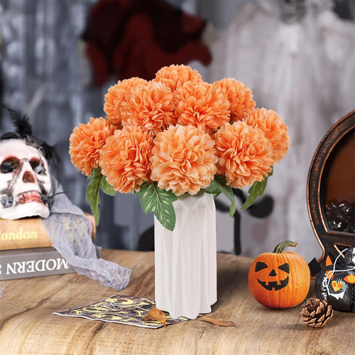 10 Flores Artificiales De Crisantemos De Otoño Para Decoraci