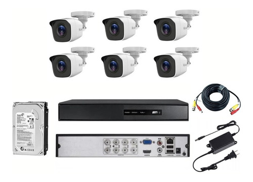 Kit 6 Cámaras Hilook Fullhd Dvr 8ch Hikvision Hd + Disco 500