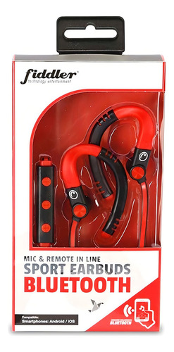 Audífono Deportivo Bluetooth Fiddler Con Manos Libres Rojo