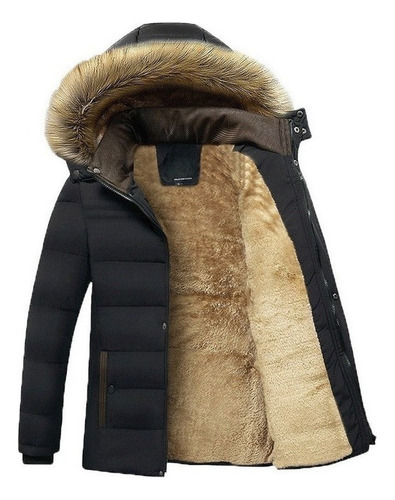 Parka De Forro Polar Térmico Grueso Para Hombre