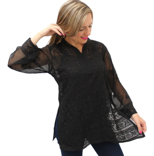 Tunica Georgette Gasa Bordado Mano Lucknow India Importada