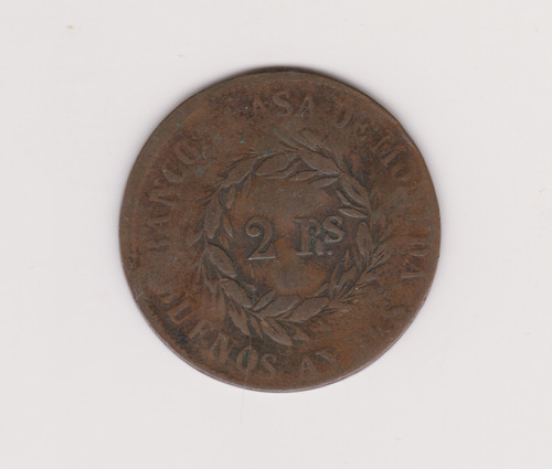 Moneda Argentina Bs As 2 Reales Año 1860 Janson23.4.2m/bueno