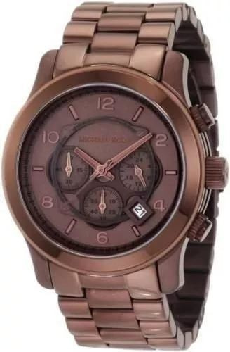 Reloj Michael Kors Mk8204, color marrón, original, correa de gran tamaño, color bisel, no color de fondo