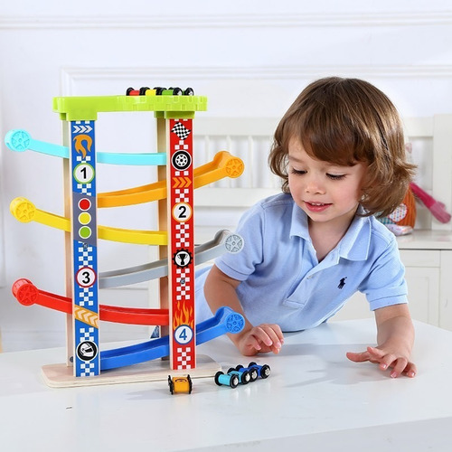 Imagen 3 de 4 de Torre Deslizante C/piezas Madera Y Plasticas Tooky Toy Ft685