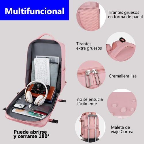 Mochila Viaje De Mano Carry On Equipaje Cabina Avion Viral Color Violeta Diseño de la tela Lisa