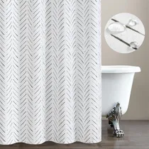 Comprar Cortina De Ducha Jinchan En Forma De Espiga Blanca Y Negra 1