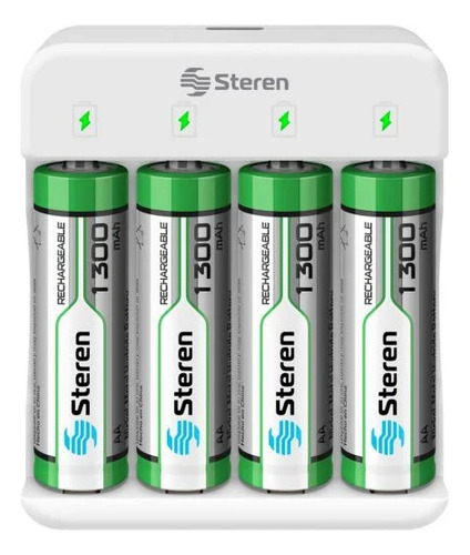 Cargador Steren + 10 Baterias Aa