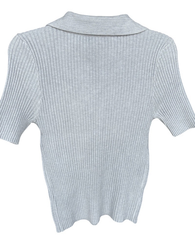 Blusa Dama De Punto Suave Cuello V Polo Manga Corta Cómoda