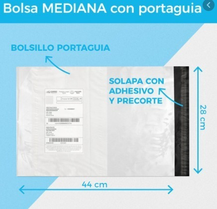 500 Bolsas Ecommerce Mabra 28x44+5 Con Porta Guía