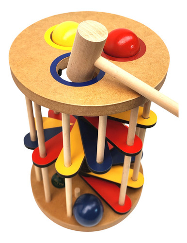 Juego Didáctico Banco Grande De Descarga Rulero Con Pelotas Color Multicolor